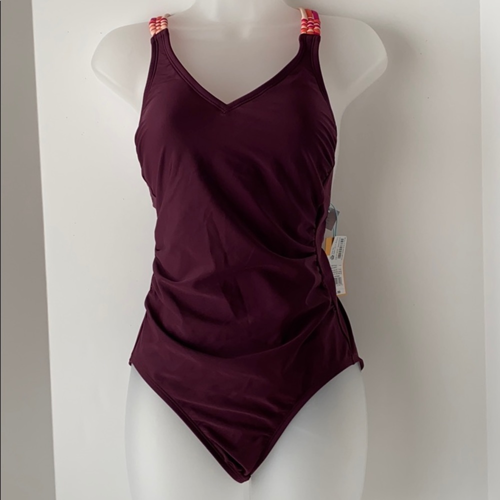 Kona Sol burgundy women’s bathing suit